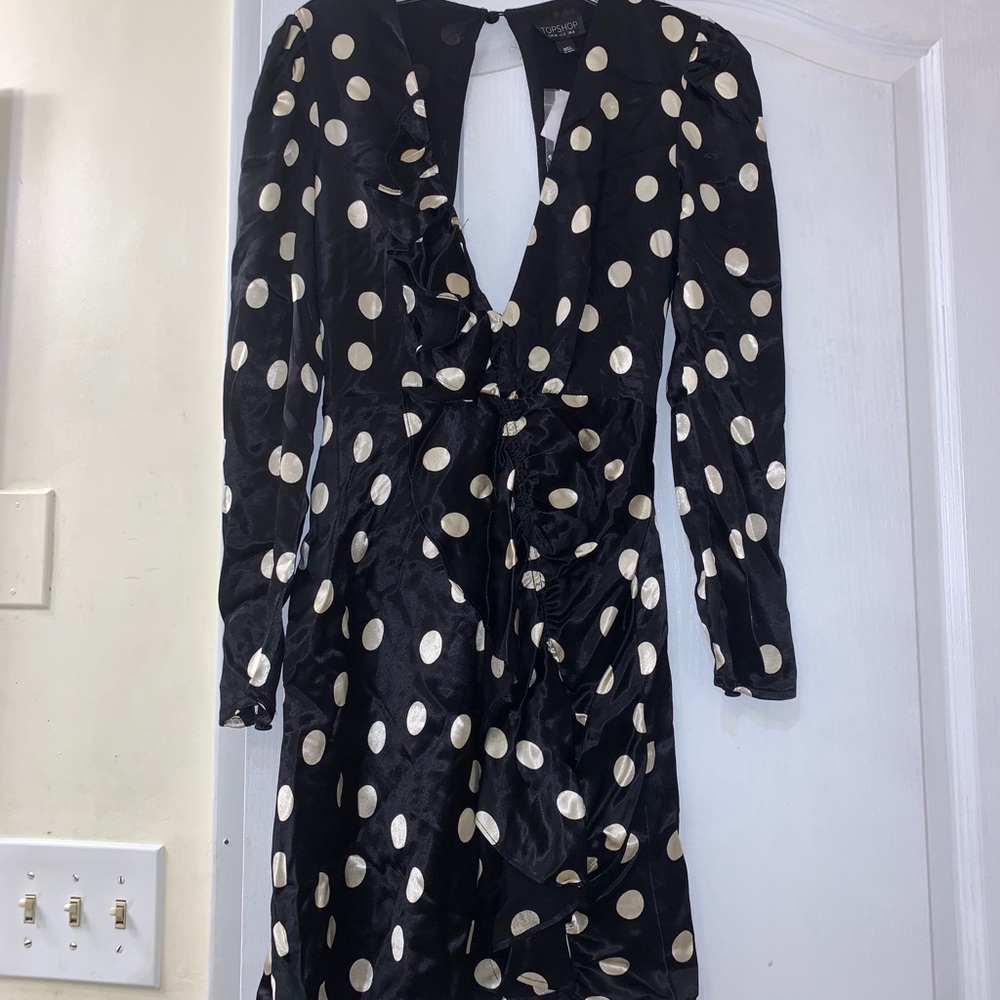 Top shop black and white polka dot dress